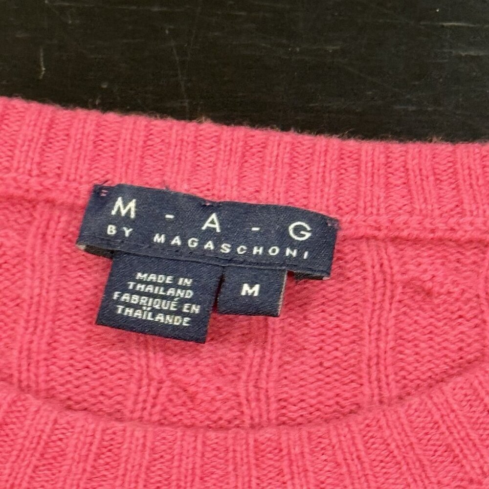 Magaschoni MAG Cashmere Pink Cable Knit Crewneck Sweater Womens Medium - Picture 5 of 8